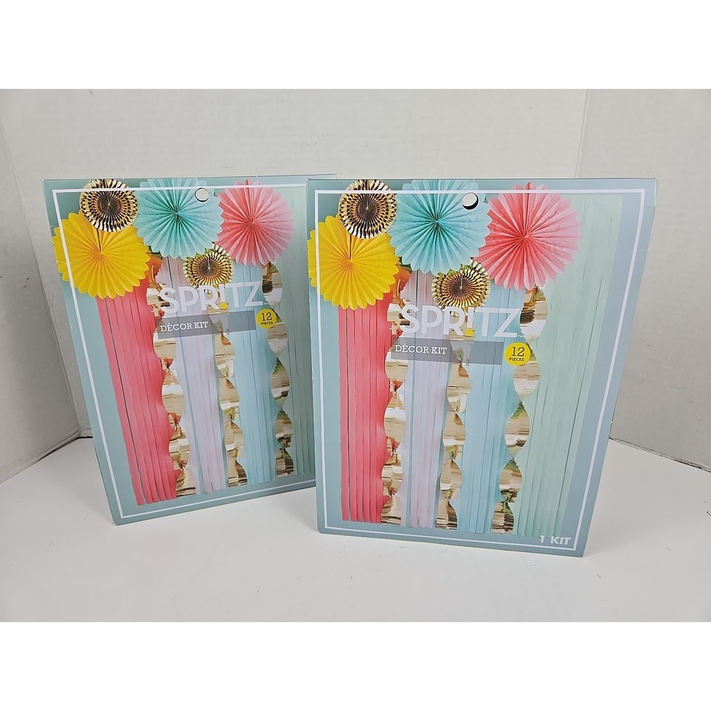 2 Spritz Party Pastel Decor Kits: 4 Backdrops 5 Fans & 3 Garlands NEW SEALED